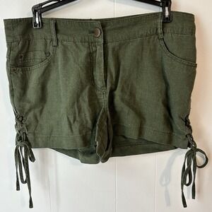 Marfinno women's 36 Shorts army green‎ with side lace/belted Ties D-10